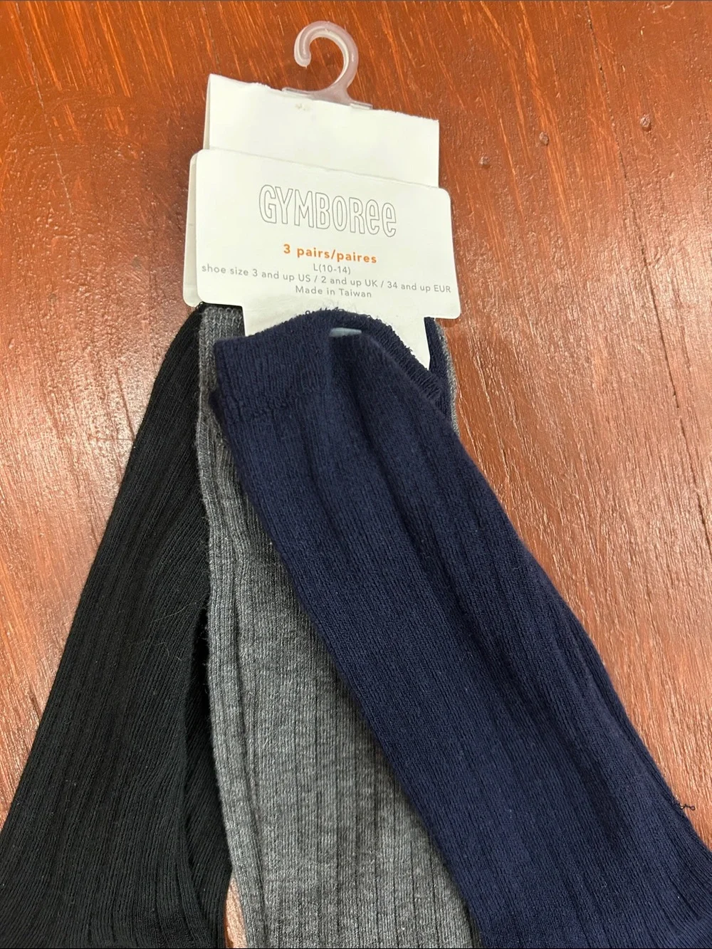 Gymboree 3-Pack Ribbed Crew Socks - Black, Gray & Navy